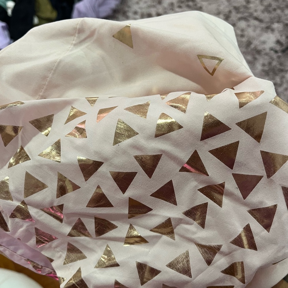 Bed Bath & Beyond Pink and Gold Triangle Shower Curtain